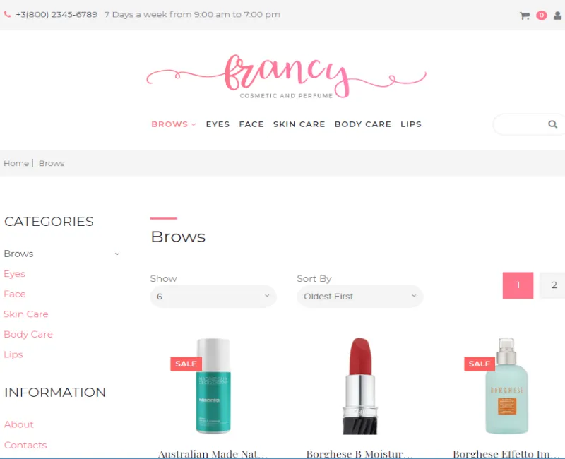 Template de sitio web ejemplo e-commerce