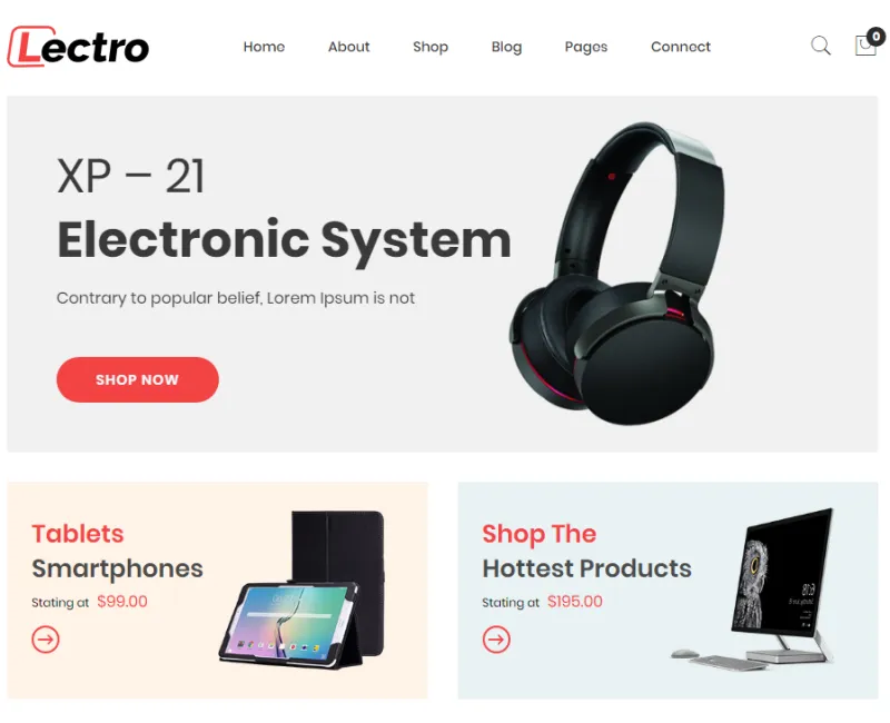Template de sitio web ejemplo e-commerce